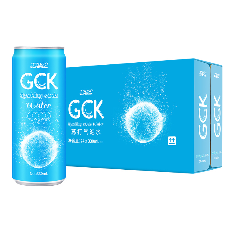 27000 GCK进口苏打水气泡水0糖0脂0卡无糖原味汽水饮料330ml*24罐