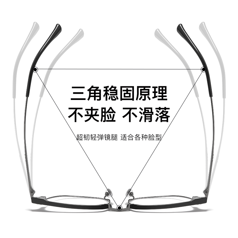 痞帅斯文败类自动感光变色潮近视眼镜男可配度数眉线半框眼睛框架 - 图3