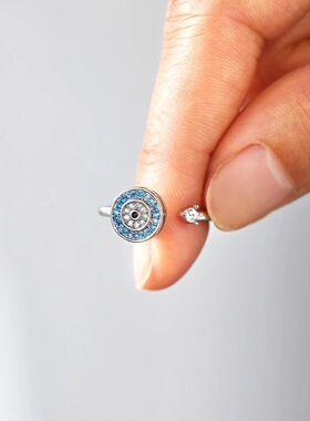 S925纯银恶魔之眼女士开口戒指