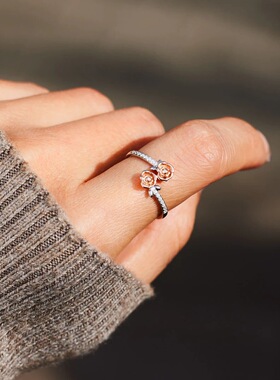 S925纯银玫瑰分色轻奢食指环