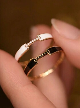 S925纯银珐琅滴胶轻奢食指环