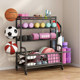 Movable home fitness equipment storage rack