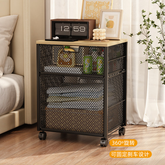 Movable iron simple bedside storage rack small cabinet