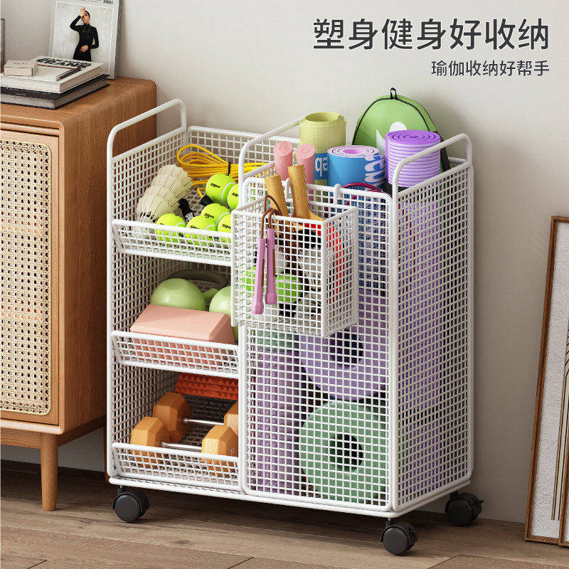 健身器材收纳架家用可移动带轮大容量羽毛球拍放置架瑜伽垫置物架,淘宝优惠券,粉丝福利购,淘宝优惠卷