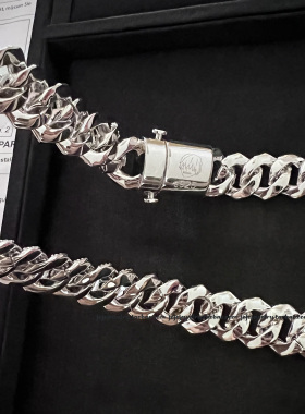 15mm古巴链定制字母弹簧扣子项链