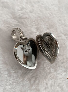 爱心形状照片相框纪念吊坠项链