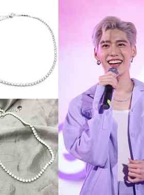 林祎凯同款锆石满钻钛钢项链