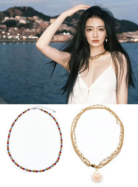 徐璐同款气质花朵项链送女友礼物