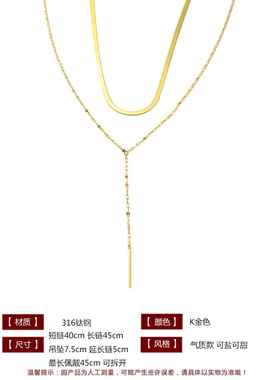 双层项链女锁骨链吊坠网红气质性感钛钢不掉色高级设计感小众饰品