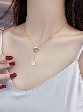 项链女2022年新款小众轻奢锁骨链高级感网红气质钛钢不掉色个性潮