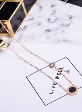 玫瑰金学生圆环森系饰品锁骨链