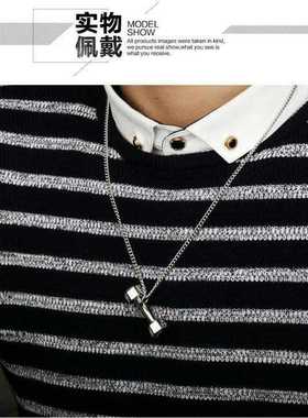 哑铃钛钢长款学生韩版情侣毛衣链