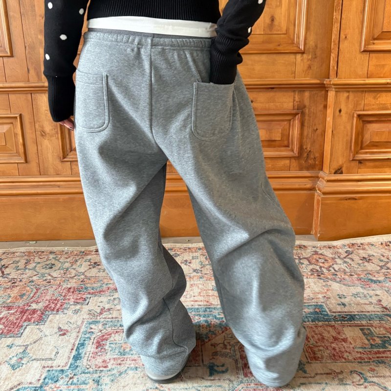 local aliens外星沙龙美式复古灰色松紧加绒卫裤百搭宽松弯刀裤,淘宝优惠券,粉丝福利购,淘宝优惠卷