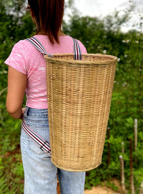 竹筐买菜采摘茶叶竹篓背箩筐背篓
