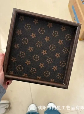 波西米亚风托盘异域客厅桌面收纳首饰收纳玄关家用木质皮革收纳盘