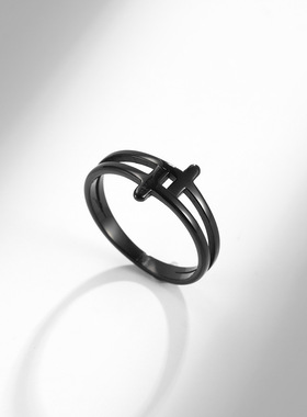 十字架镂空钛钢戒指环ring个性结