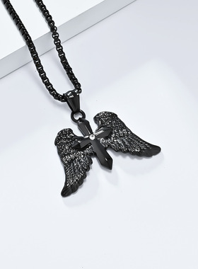 大天使十字架项链士朋克吊坠不锈