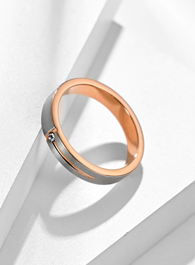 字哑戒指环钛钢简约情侣