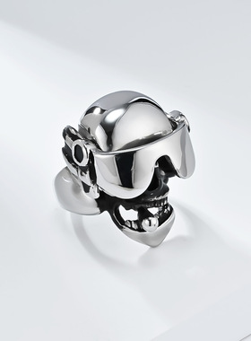 黑暗机车骑士骷髅头不锈钢戒指士