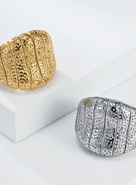 法式夸张钛钢戒指女气质穿搭18K