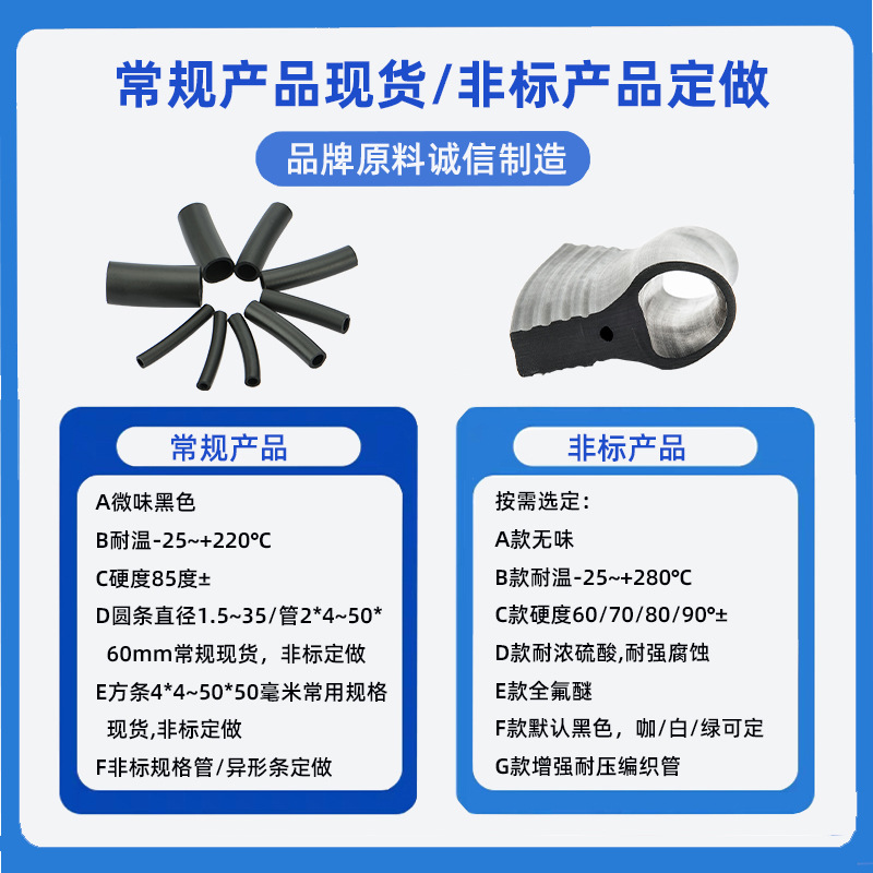 奥耐德氟胶管2*4~35*41常规现货FDM/FKM耐高温氟橡胶软管-图0