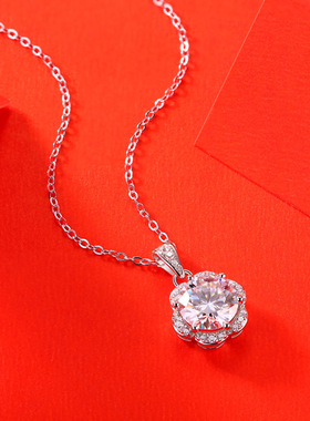 S925银花球项链莫桑石新款心花怒放吊坠夏甜美锁骨链现货