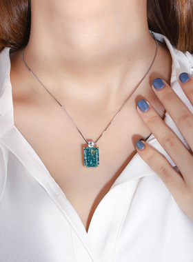 珠宝ins流行高碳钻项链仿真薄荷黄钻吊坠欧美饰品