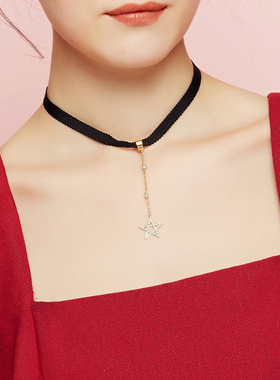 五角星气质款黑色修饰脖子吊坠