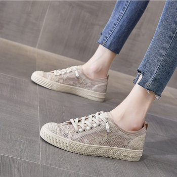 Cloth Shoes Fisherman Shoes Women's Small Fragrant Style Shoes 2024 New Women's Shoes Summer Lace Mesh Shoes Breathable Mesh Panel Shoes