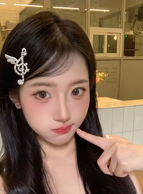 原创设计音符翅膀发夹小众轻亚感Y2K星钻发夹古早精致发夹