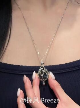 「捕梦星芒」白色圆珠网兜项链清冷感法式小众设计百搭锁骨链女