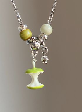 童趣甜美青苹果项链小众设计感2025新款时尚气质高级感锁骨链颈链