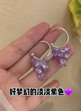葡萄串灵动流苏长款耳钉耳饰轻奢气质精致适合夏天的耳环