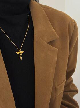 权杖双翼骏马吊坠项链女2025年新款轻奢高级感毛衣链小众设计配饰