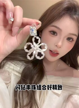 甜妹本命~ 波尔卡序曲透明花朵耳环女2026新款独特漂亮度假风耳饰