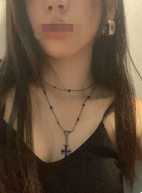 合金亚克力项链 十字架串珠项链夏双层叠戴脖颈链小众轻奢项链