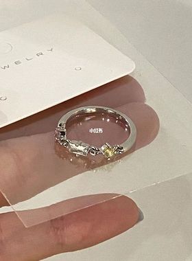 链条拼接戒指女小众设计感百搭彩色锆石