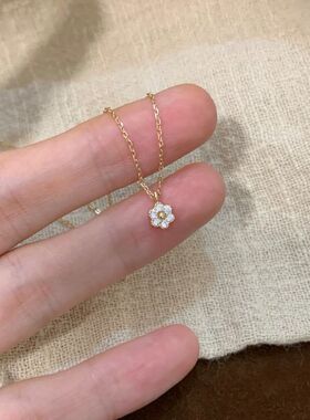 小众精致小花朵项链轻奢百搭高级感锁骨链日常通勤温柔气质配饰女