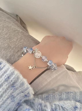 渐变蓝色妖姬琉璃手链