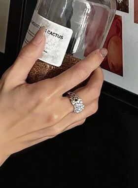 清冷感法式珍珠重工宽面戒指女高级感韩系精致气质百搭食指戒指环