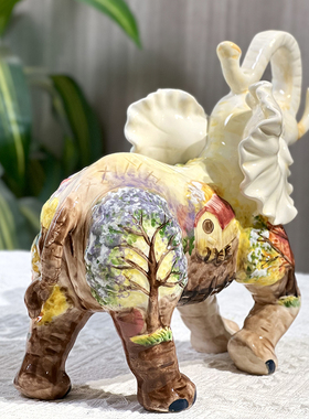 吉祥陶瓷象摆件客厅电视柜酒柜玄关摆件一对工艺品办公室装饰品