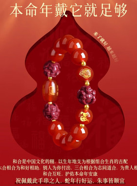 本命年马年三合六合红玛瑙手链女红色本命佛朱砂手串男款生日礼物