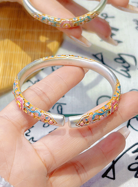 航达银匠梦花海棠足银999手镯