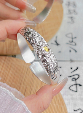 航达银匠手镯足银999实心开口