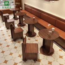 Net Red Sweet Shop Baking Shop Solid Wood Table And Chairs Combined American Retro Style Coffee Hall Milk Tea Shop Negotiate Table And Chairs