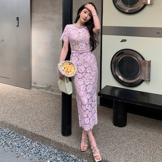 Beautiful pink and purple lace dress