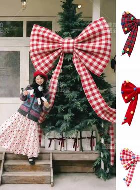 2026新年红蝴蝶结店铺橱窗摆件