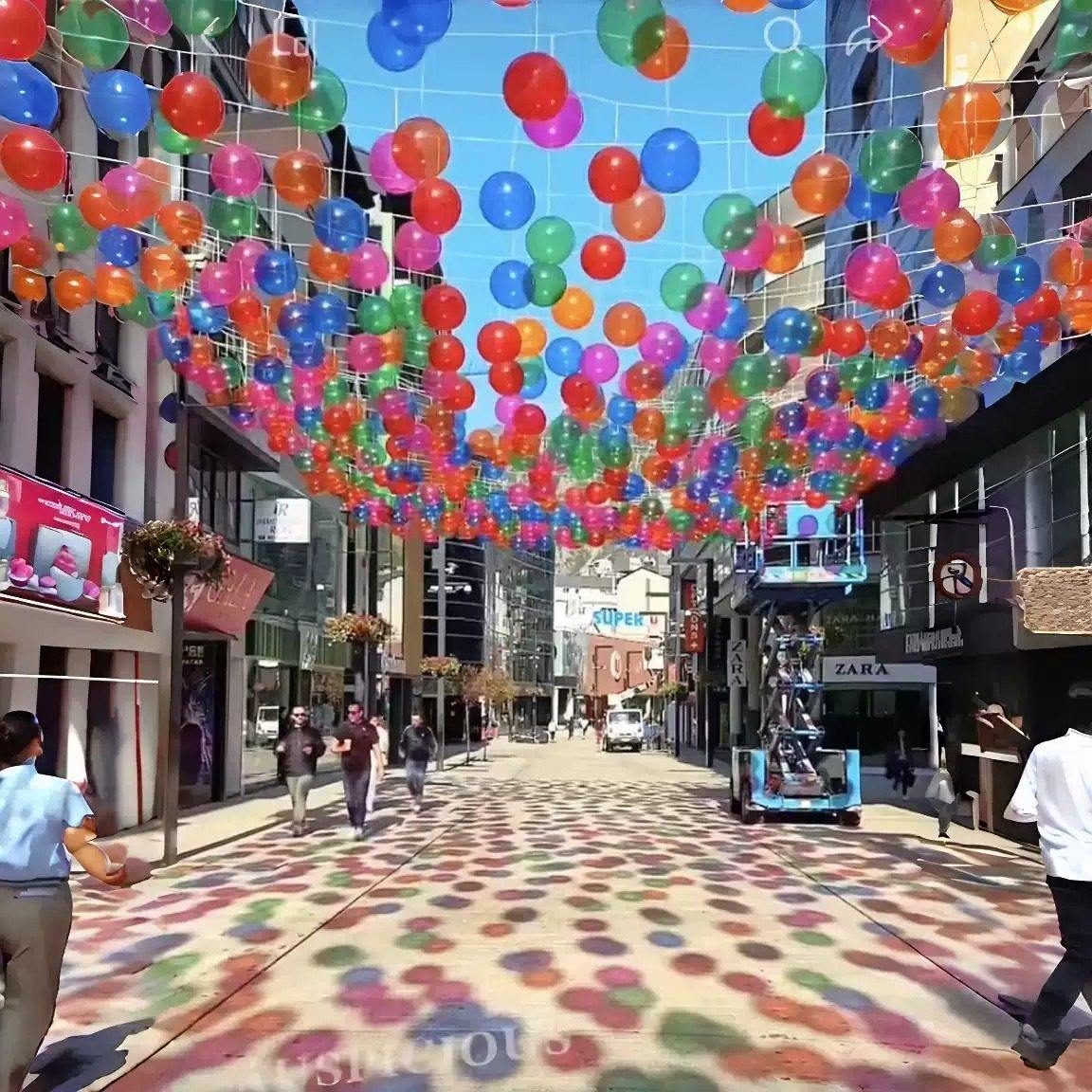 2026情人节装饰街道景区爱心天幕风动彩球天幕打卡引流布置可定制,淘宝优惠券,粉丝福利购,淘宝优惠卷