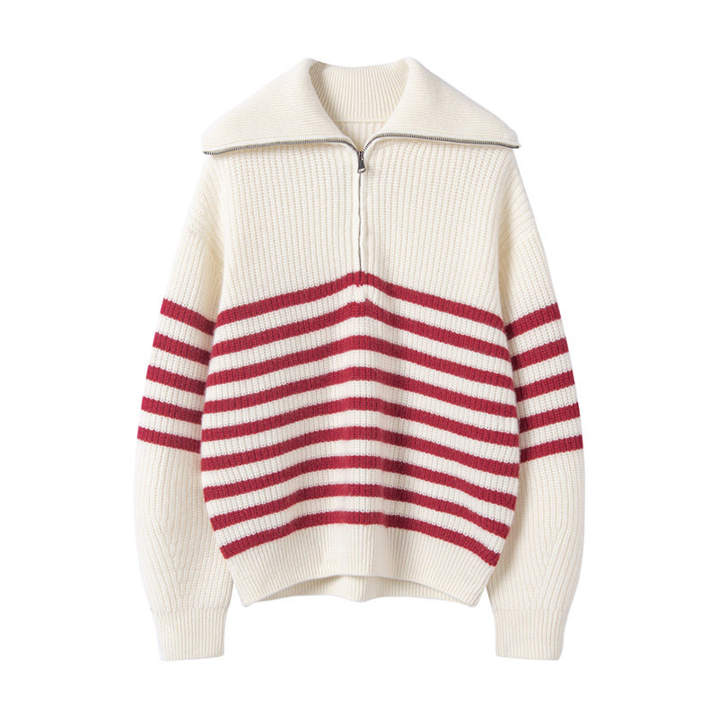 巴黎海魂条~海军领/高领 套头纯羊绒衫女秋冬条纹针织羊绒毛衣,淘宝优惠券,粉丝福利购,淘宝优惠卷