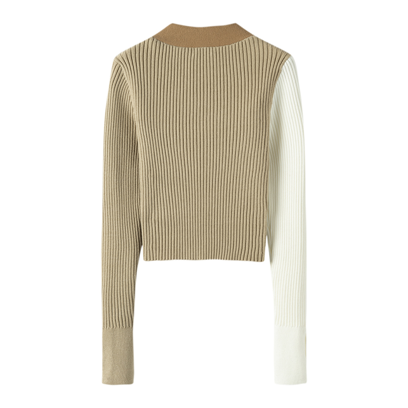 为之倾倒~新款100%纯山羊绒开衫女拼色短款针织外薄款套上衣 - 图3